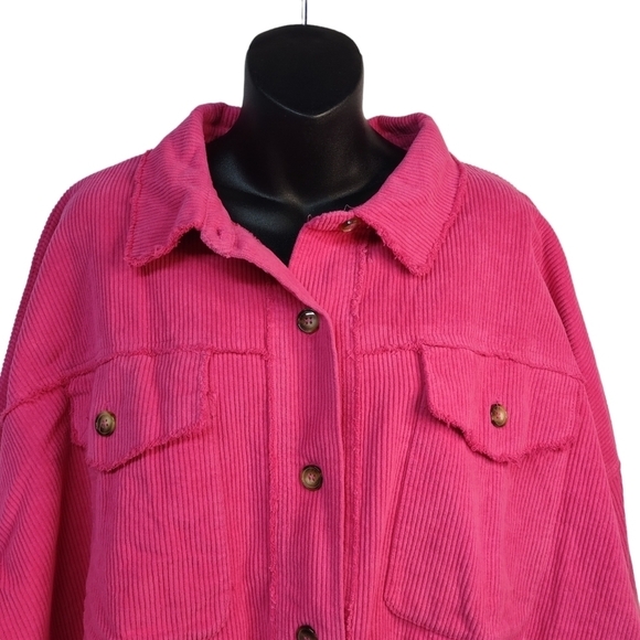 White Birch Women's Corduroy Dip Dyed Hot Pink Jacket Size XL - Picture 7 of 16